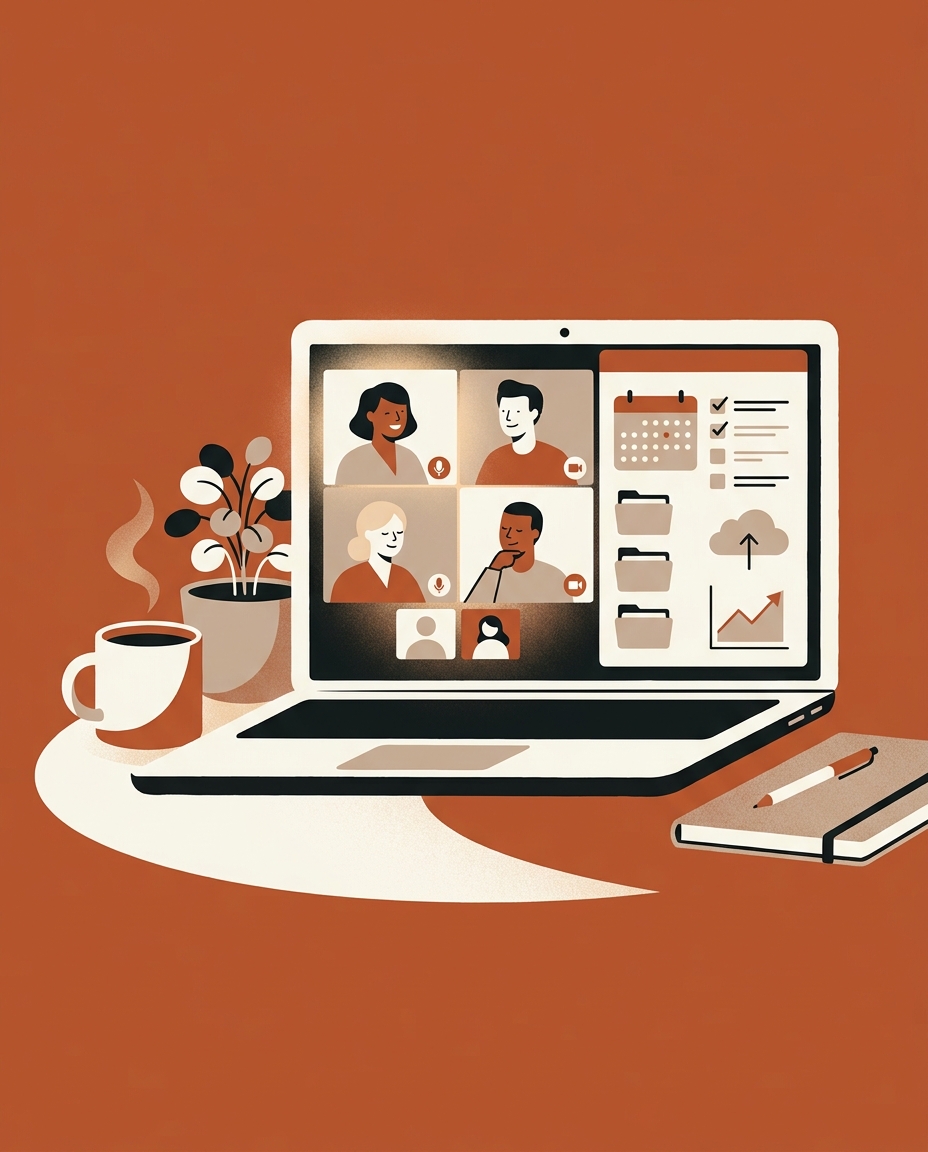 Élő, közös online workshop hangulata, képernyőmegosztással